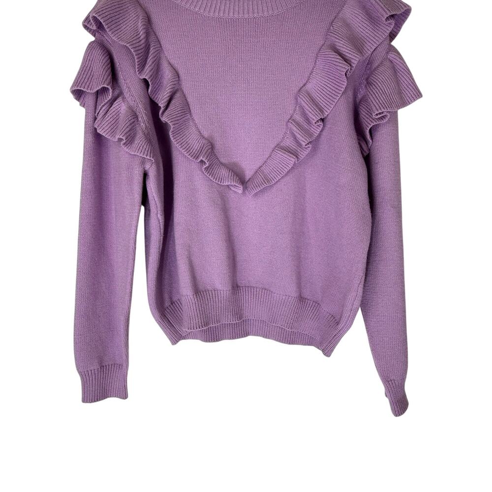 Cocobleu Lilac Purple Ruffle Knit Long Sleeve Cozy Casual Sweater Top Size M - Picture 3 of 9
